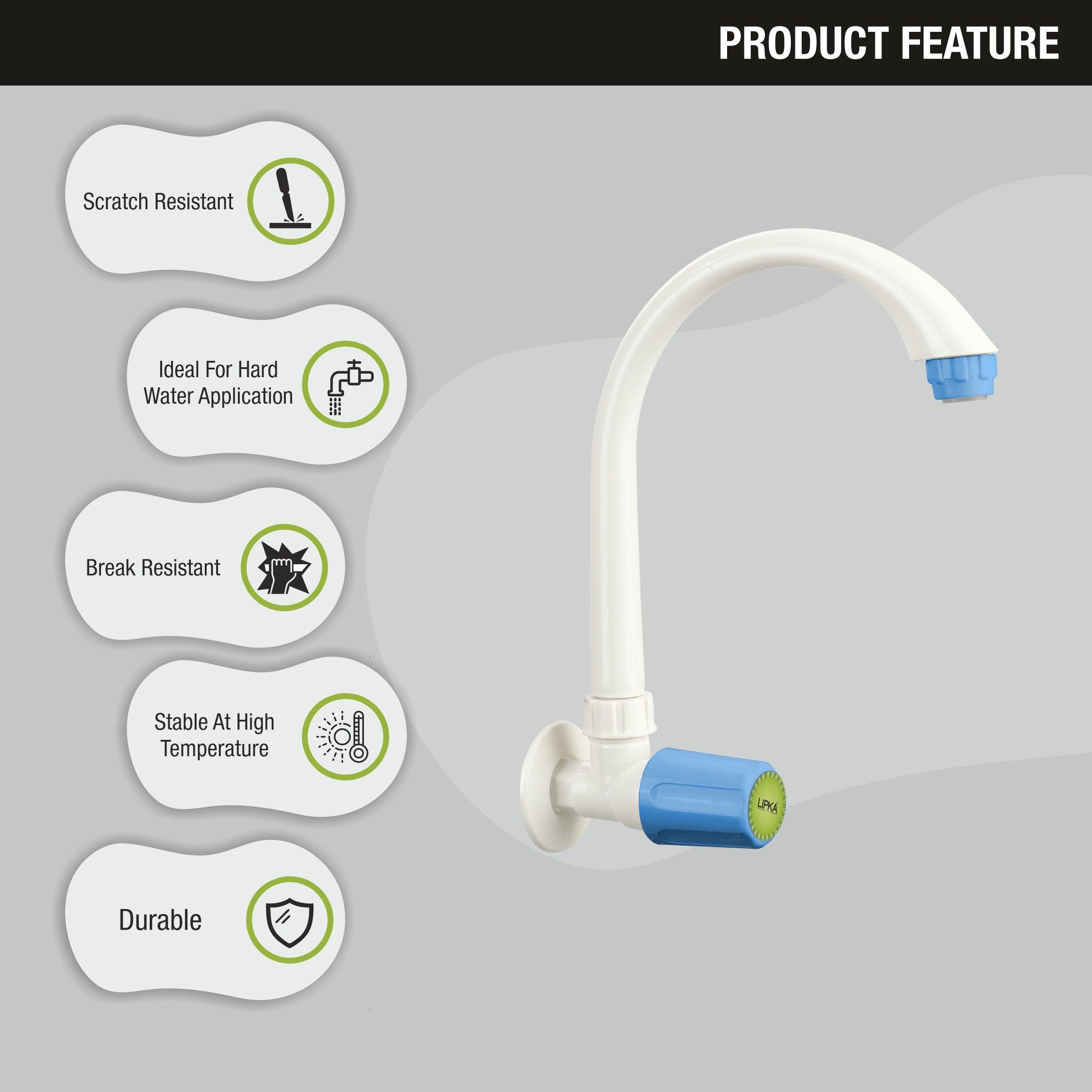 Nobel Sink Tap with Swivel Spout PTMT Faucet features
