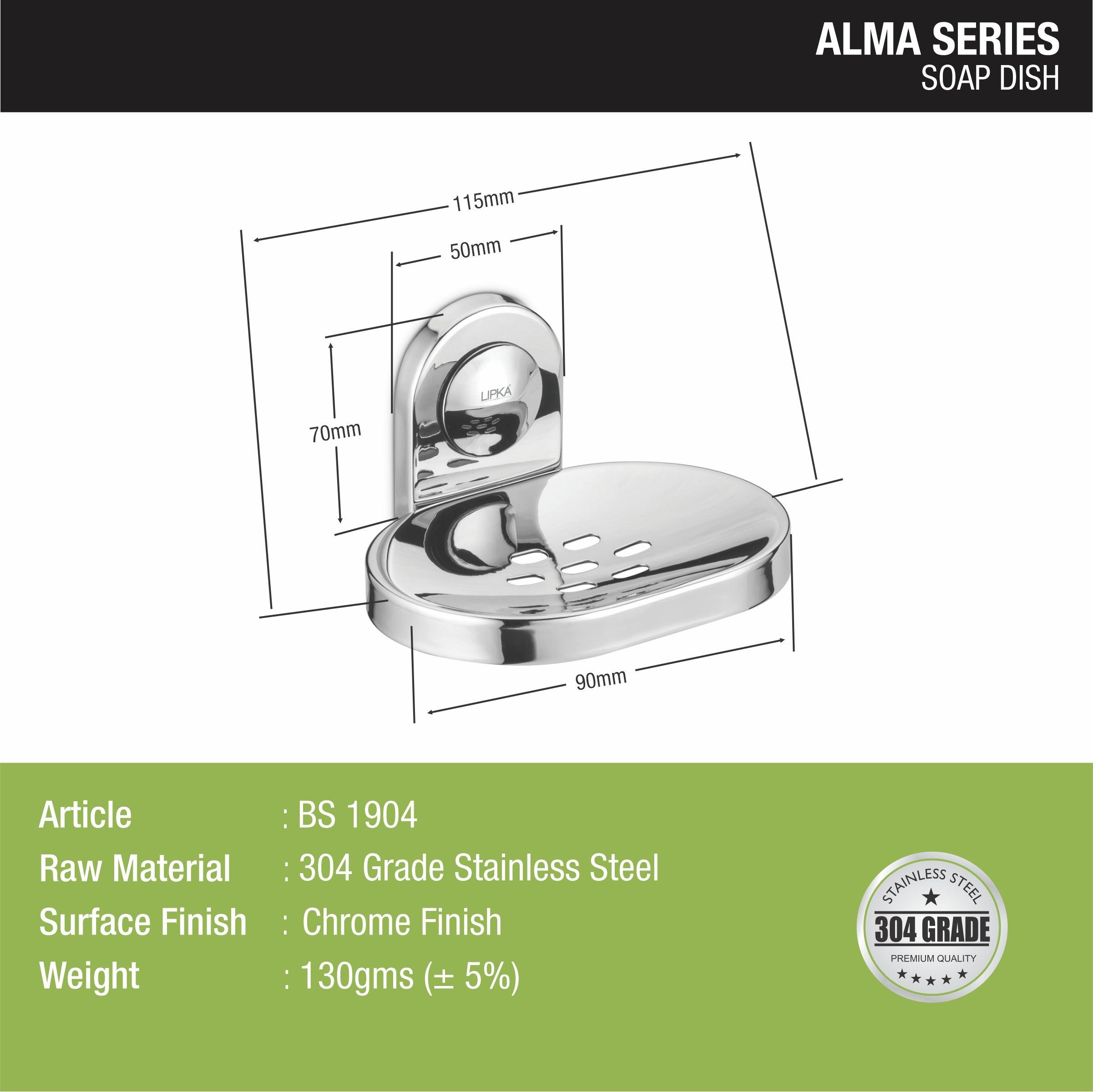 Alma Soap Dish (304-SS) size and measurement 