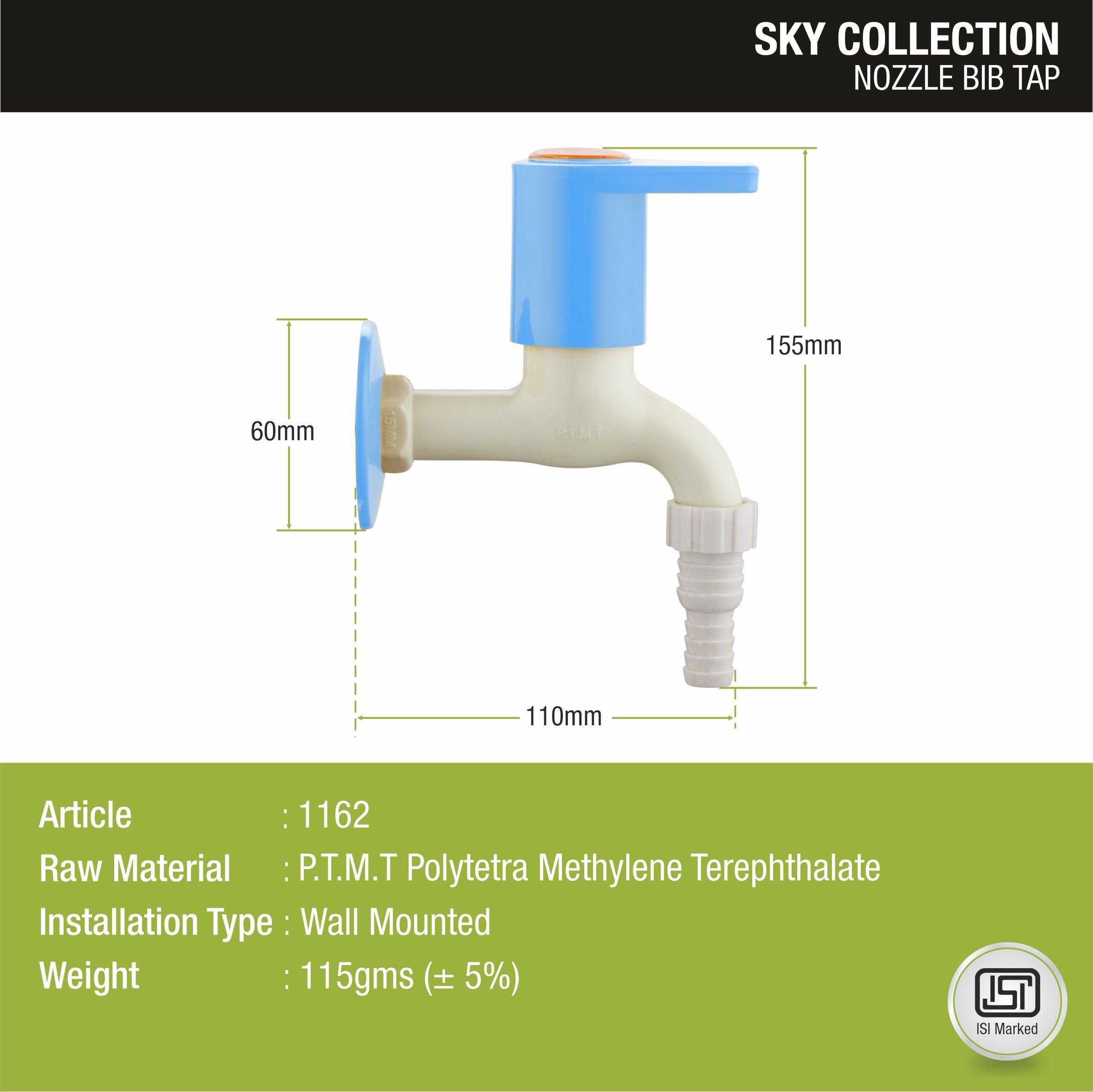 Sky Nozzle Bib Tap PTMT Faucet sizes and dimensions