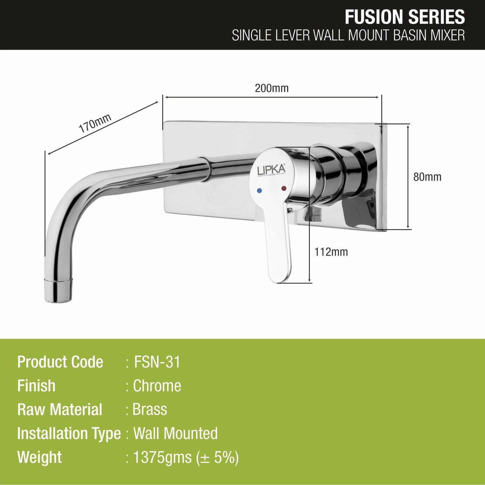Fusion Single Lever Wall Mount Basin Mixer Faucet - LIPKA - Lipka Home