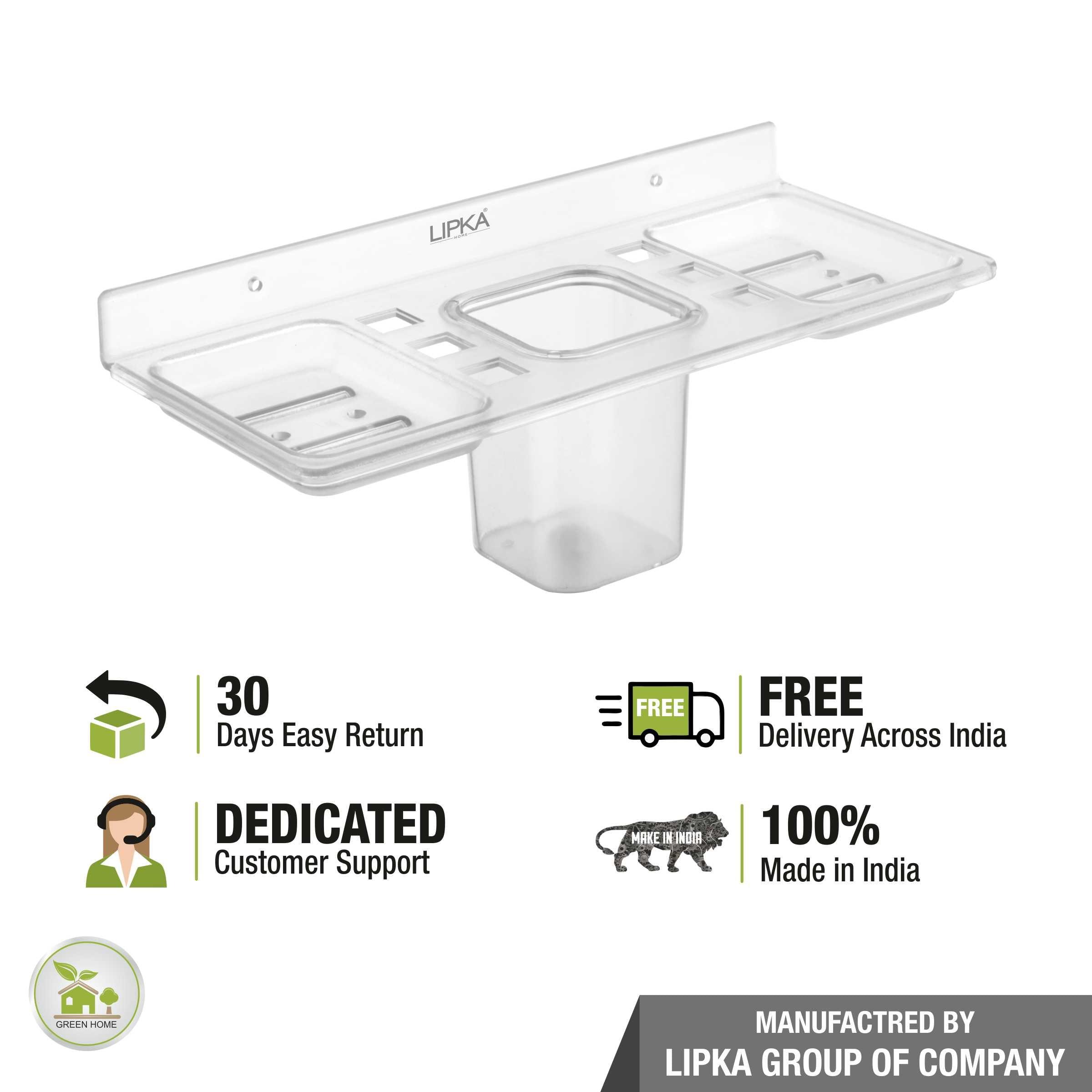 4-in-1 Shelf Tray (Tumbler, Toothbrush Holder & 2 Soap Dishes ) free delivery