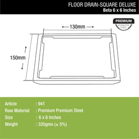 Beta Deluxe Square Floor Drain (6 x 6 Inches) - LIPKA - Lipka Home
