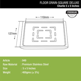 Charlie Deluxe Square Floor Drain (5 x 5) - LIPKA - Lipka Home