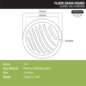 Classic Jali Round Floor Drain (5 inches) - LIPKA - Lipka Home