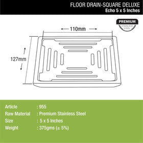 Echo Deluxe Square Floor Drain (5 X 5 Inches) - LIPKA - Lipka Home