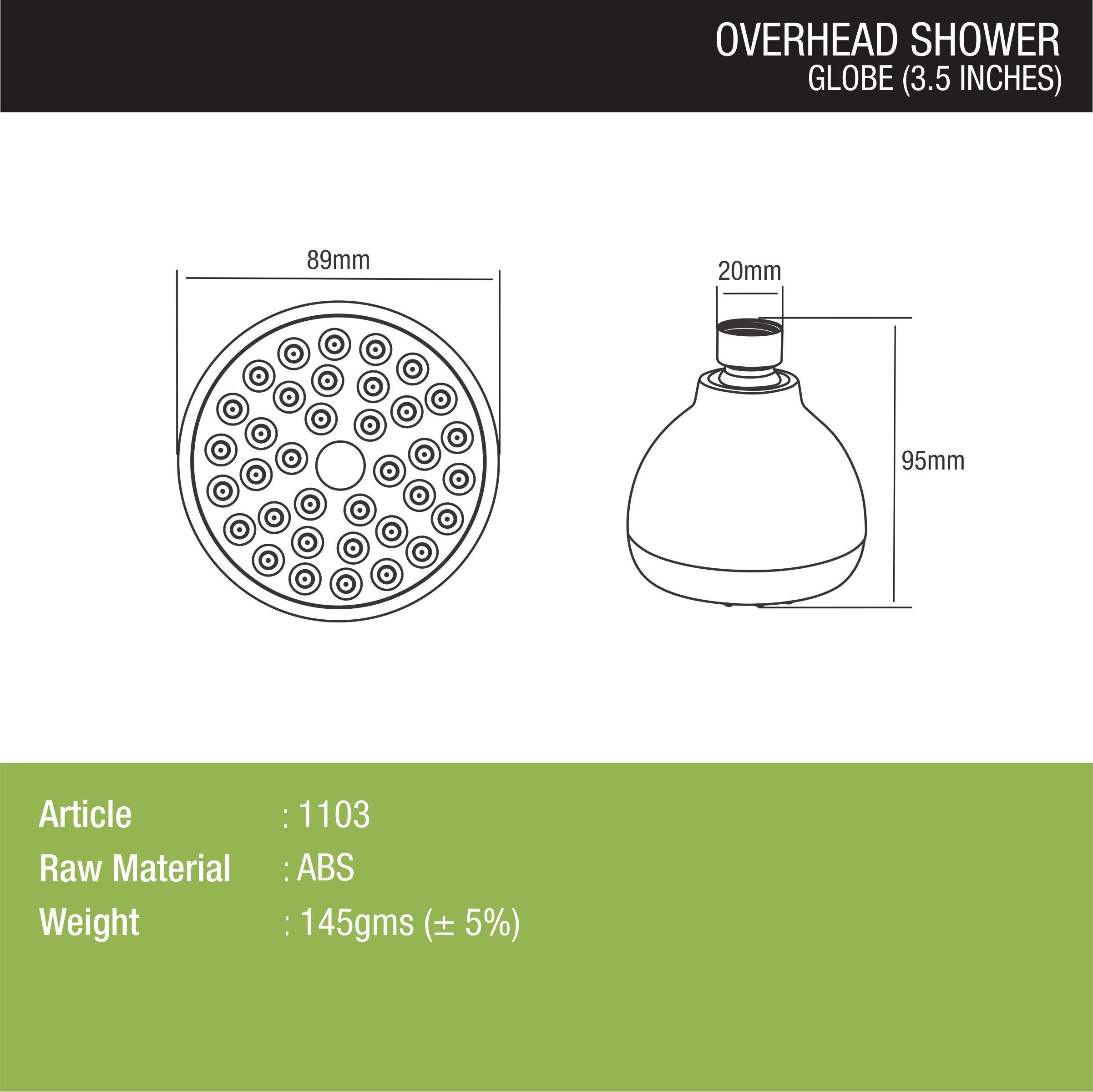 Globe Overhead Shower (5 Inches) dimensions and sizes