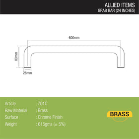 Brass Grab Bar (24 Inches)- LIPKA - Lipka Home