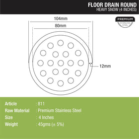 Heavy Snow Round Floor Drain (4 Inches) - LIPKA - Lipka Home