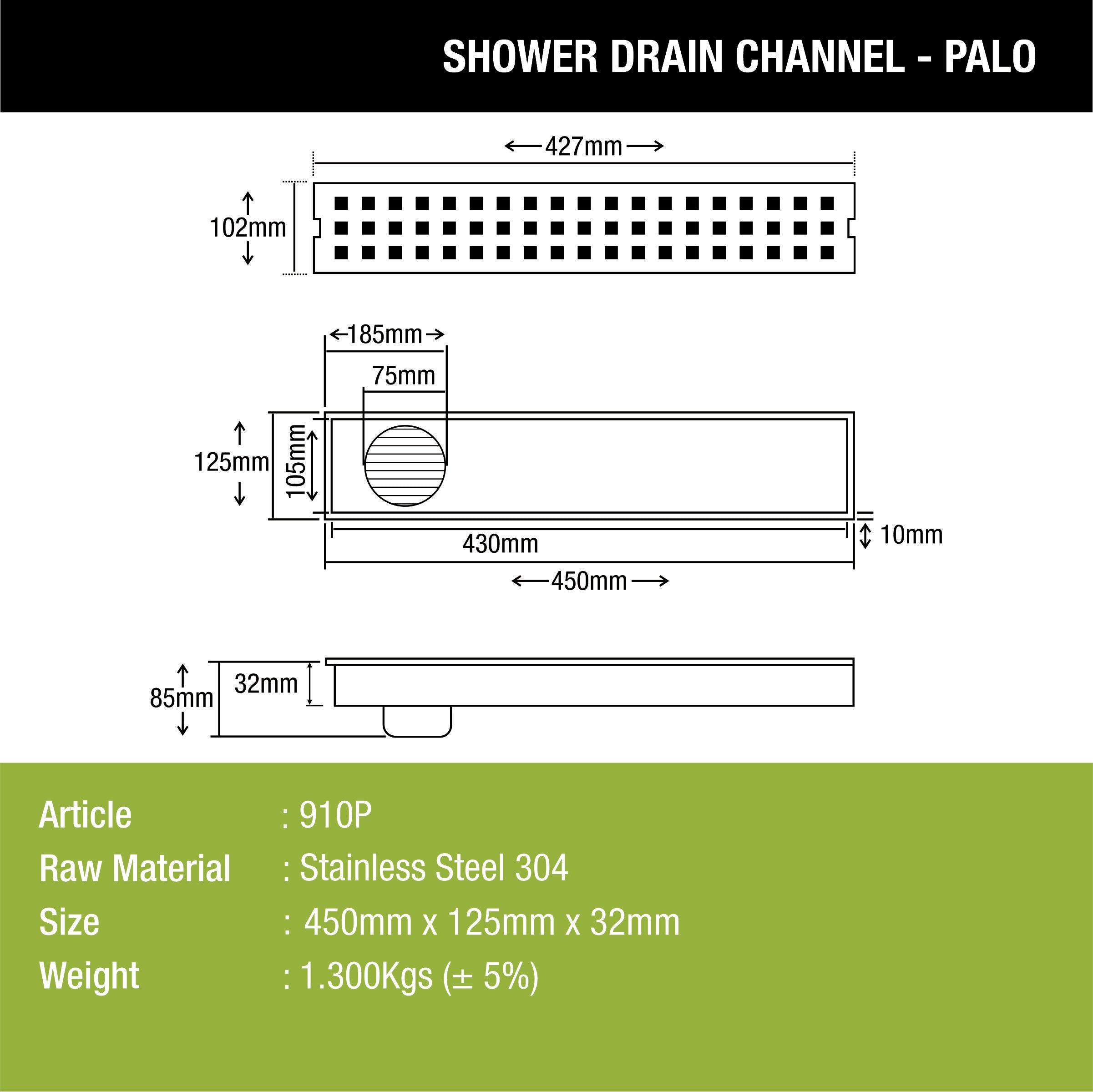 Palo Shower Drain Channel (18 x 5 Inches) - LIPKA - Lipka Home