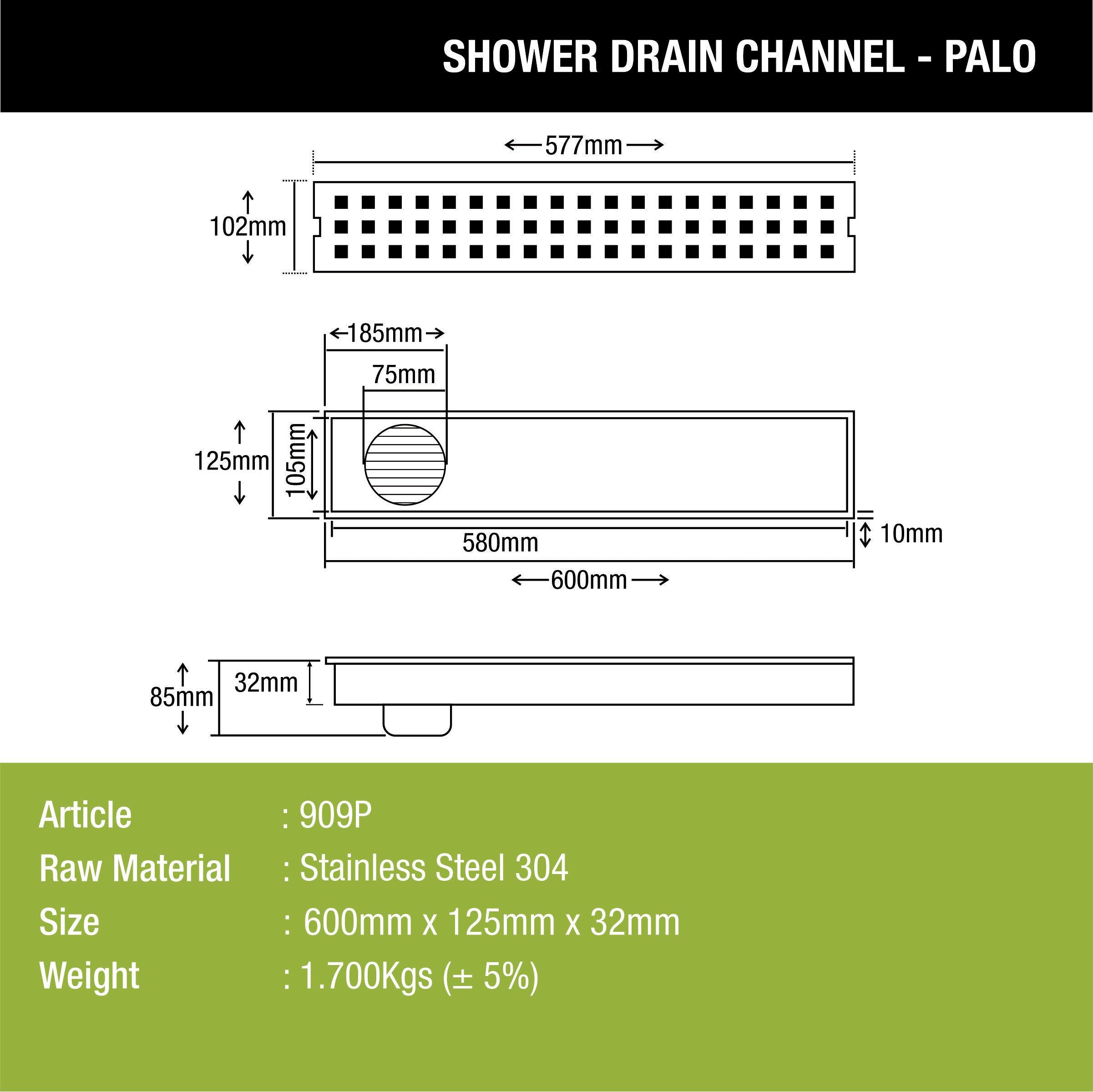 Palo Shower Drain Channel (24 x 5 Inches) - LIPKA - Lipka Home