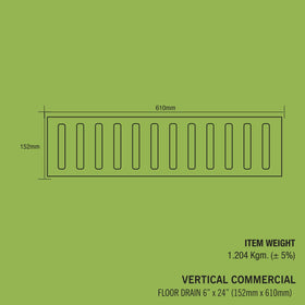 Vertical Commercial 304-Grade Floor Drain (6 x 24 Inches) - LIPKA - Lipka Home