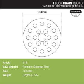 Plain Round Jali Floor Drain with Hole (4 inches) - LIPKA - Lipka Home