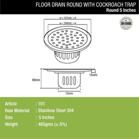 Round Floor Drain (5 inches) with Cockroach Trap - LIPKA - Lipka Home