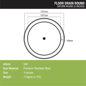 Saturn Round Floor Drain (5 inches) - LIPKA - Lipka Home