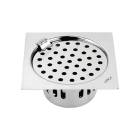 Square Flat Cut Floor Drain (5 x 5 Inches) with Hinge and Cockroach Trap - LIPKA - Lipka Home