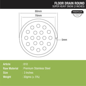 Super Heavy Snow Round Floor Drain (3 inches) - LIPKA - Lipka Home
