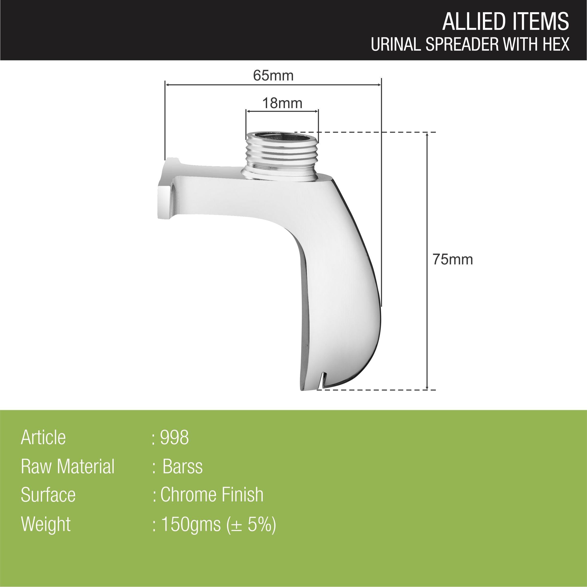 Urinal Spreader with Hex sizes and dimensions
