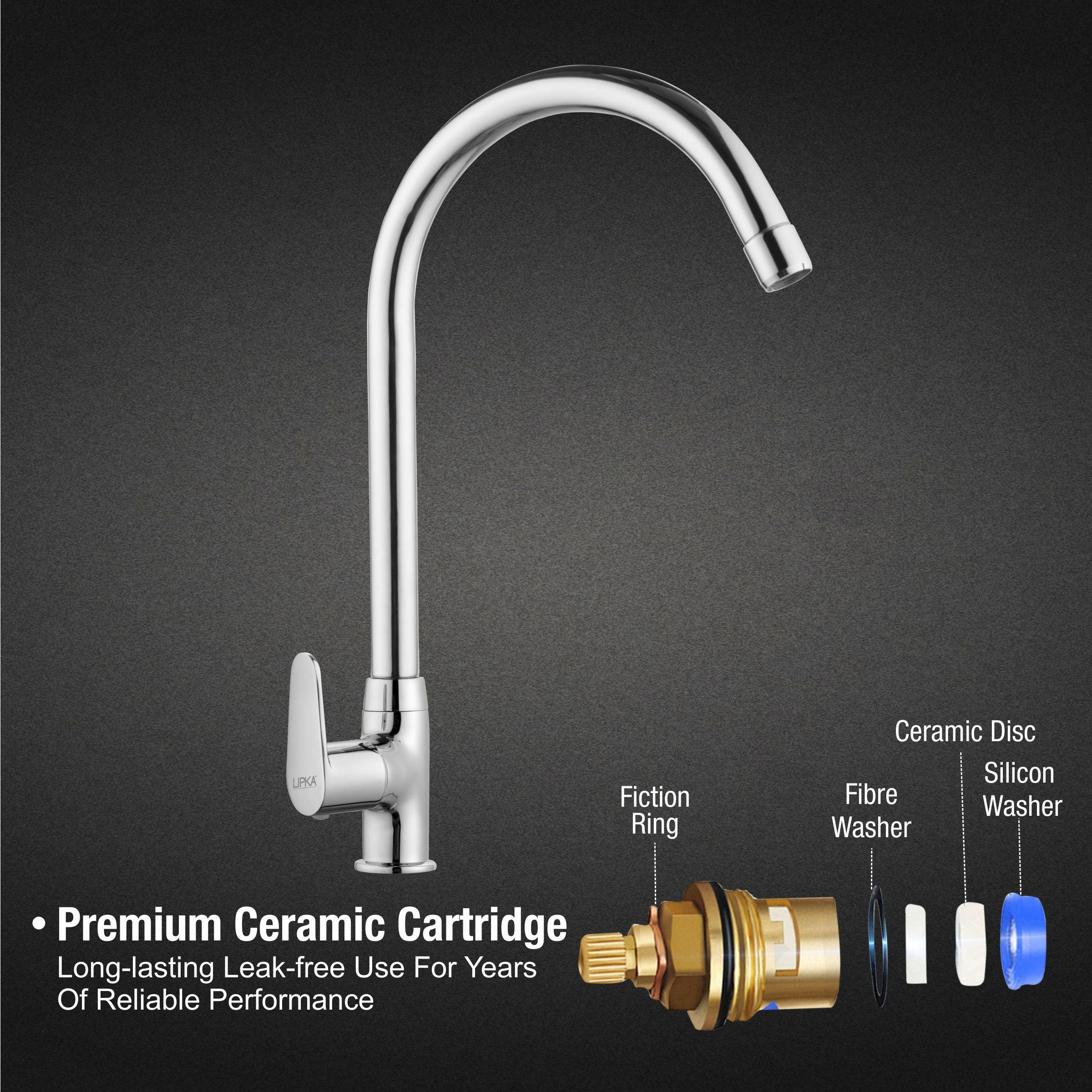 Virgo Swan Neck with Large (20 Inches) Round Swivel Spout Faucet with premium ceramic cartridge