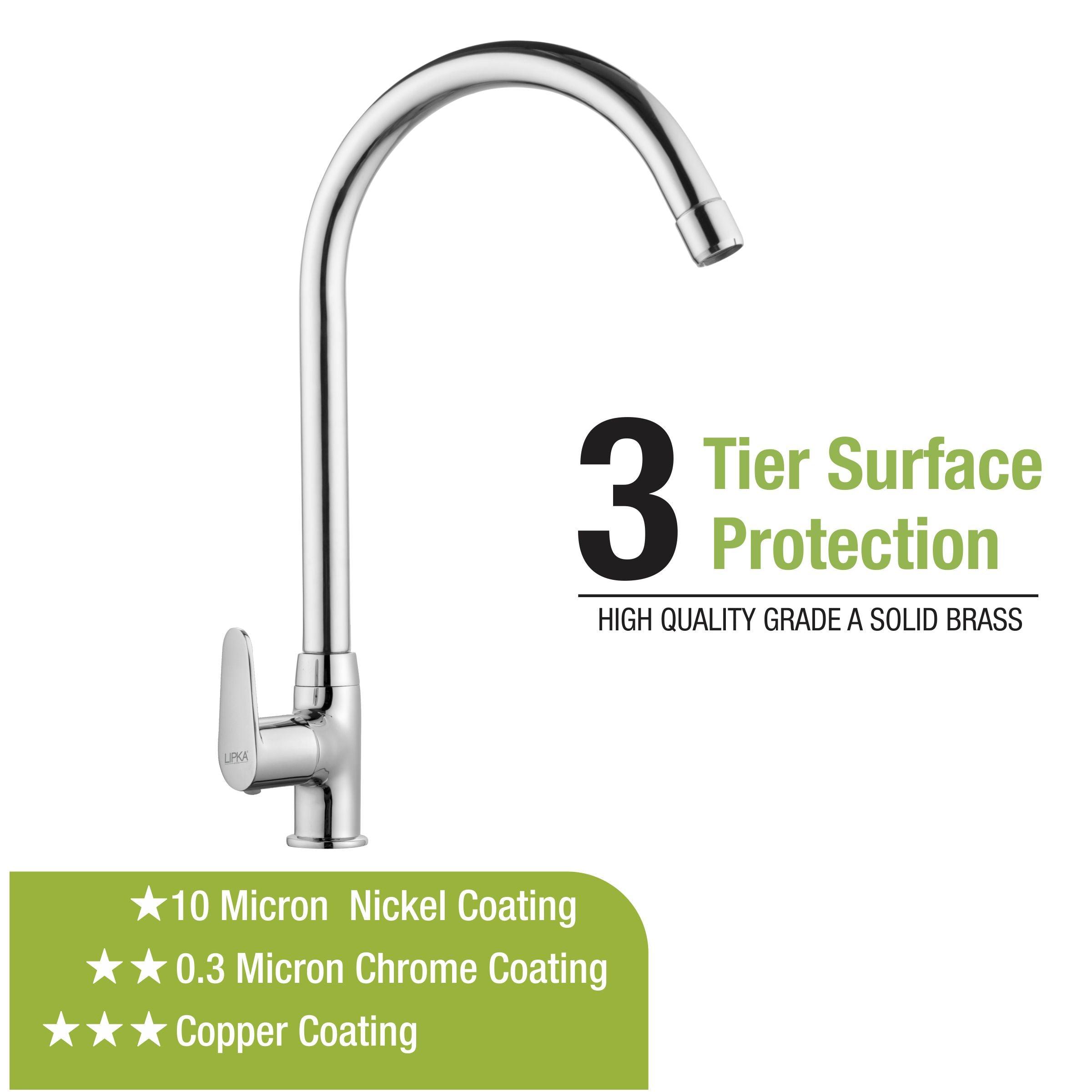 Virgo Swan Neck with Large (20 Inches) Round Swivel Spout Faucet 3 tier surface protection