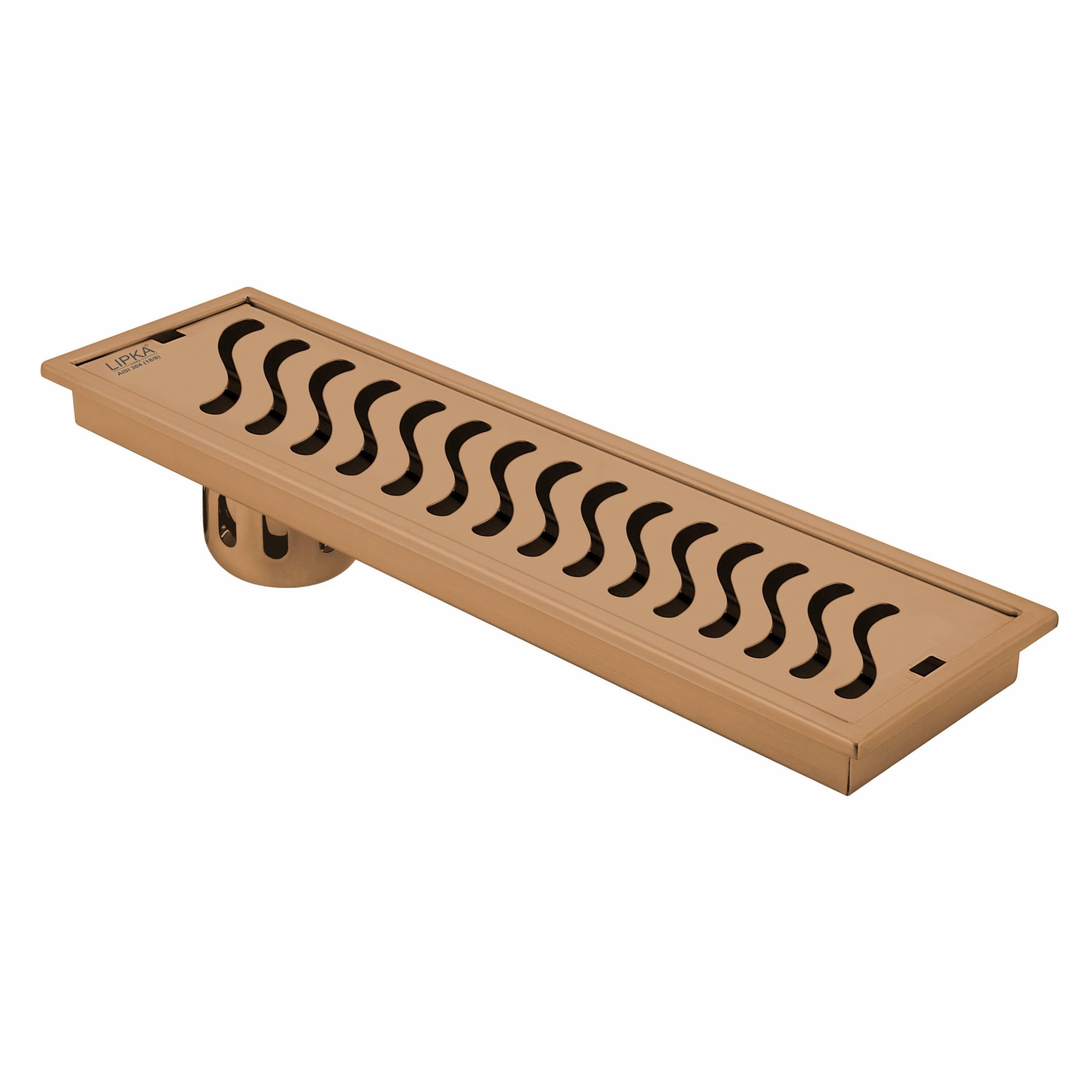 Wave Shower Drain Channel - Antique Copper (40 x 4 Inches) - LIPKA - Lipka Home