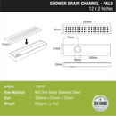 Palo Shower Drain Channel 304-Grade (12 x 2 Inches) - LIPKA - Lipka Home