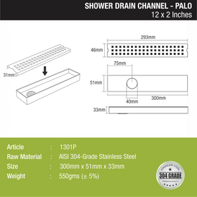 Palo Shower Drain Channel 304-Grade (12 x 2 Inches) - LIPKA - Lipka Home