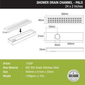 Palo Shower Drain Channel 304-Grade (24 x 2 Inches) - LIPKA - Lipka Home