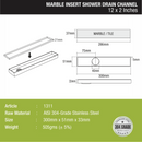 Marble Insert Shower Drain Channel (12 x 2 Inches) - LIPKA - Lipka Home