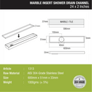 Marble Insert Shower Drain Channel (24 x 2 Inches) - LIPKA - Lipka Home