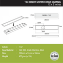 Tile Insert Shower Drain Channel (12 x 2 Inches) - LIPKA - Lipka Home