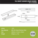 Tile Insert Shower Drain Channel (24 x 2 Inches) - LIPKA - Lipka Home