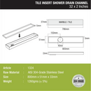 Tile Insert Shower Drain Channel (32 x 2 Inches) - LIPKA - Lipka Home