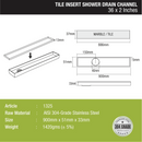 Tile Insert Shower Drain Channel (36 x 2 Inches) - LIPKA - Lipka Home