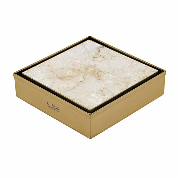 Tile Insert Square Floor Drain - Yellow Gold (4 x 4 Inches) - LIPKA - Lipka Home