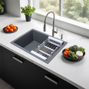 Smokey Grey Quartz Single Bowl Kitchen Sink (24 x 18 x 9 Inches) - LIPKA - Lipka Home