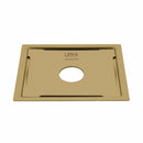Yellow Exclusive Square Flat Cut Floor Drain in Yellow Gold PVD Coating (6 x 6 Inches) with Hole - LIPKA - Lipka Home