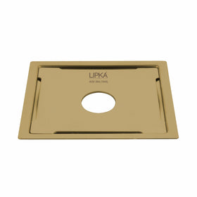 Yellow Exclusive Square Flat Cut Floor Drain in Yellow Gold PVD Coating (6 x 6 Inches) with Hole - LIPKA - Lipka Home