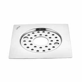 Eon Square Flat Cut Floor Drain with Plain Jali, Lock and Hole (6 x 6 Inches) - LIPKA - Lipka Home