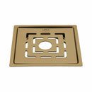 Orange Exclusive Square Flat Cut Floor Drain in Yellow Gold PVD Coating (6 x 6 Inches) with Hole - LIPKA - Lipka Home