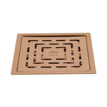 Orange Exclusive Square Flat Cut Floor Drain in Antique Copper PVD Coating (6 x 6 Inches) - LIPKA - Lipka Home