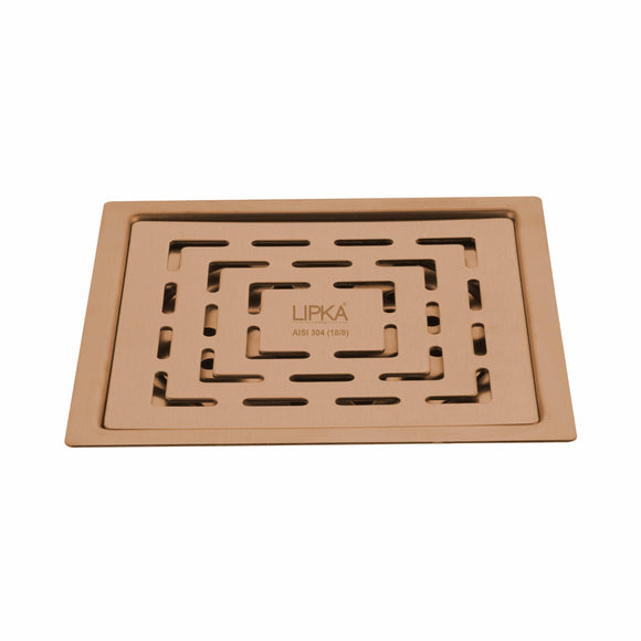 Orange Exclusive Square Flat Cut Floor Drain in Antique Copper PVD Coating (6 x 6 Inches) - LIPKA - Lipka Home