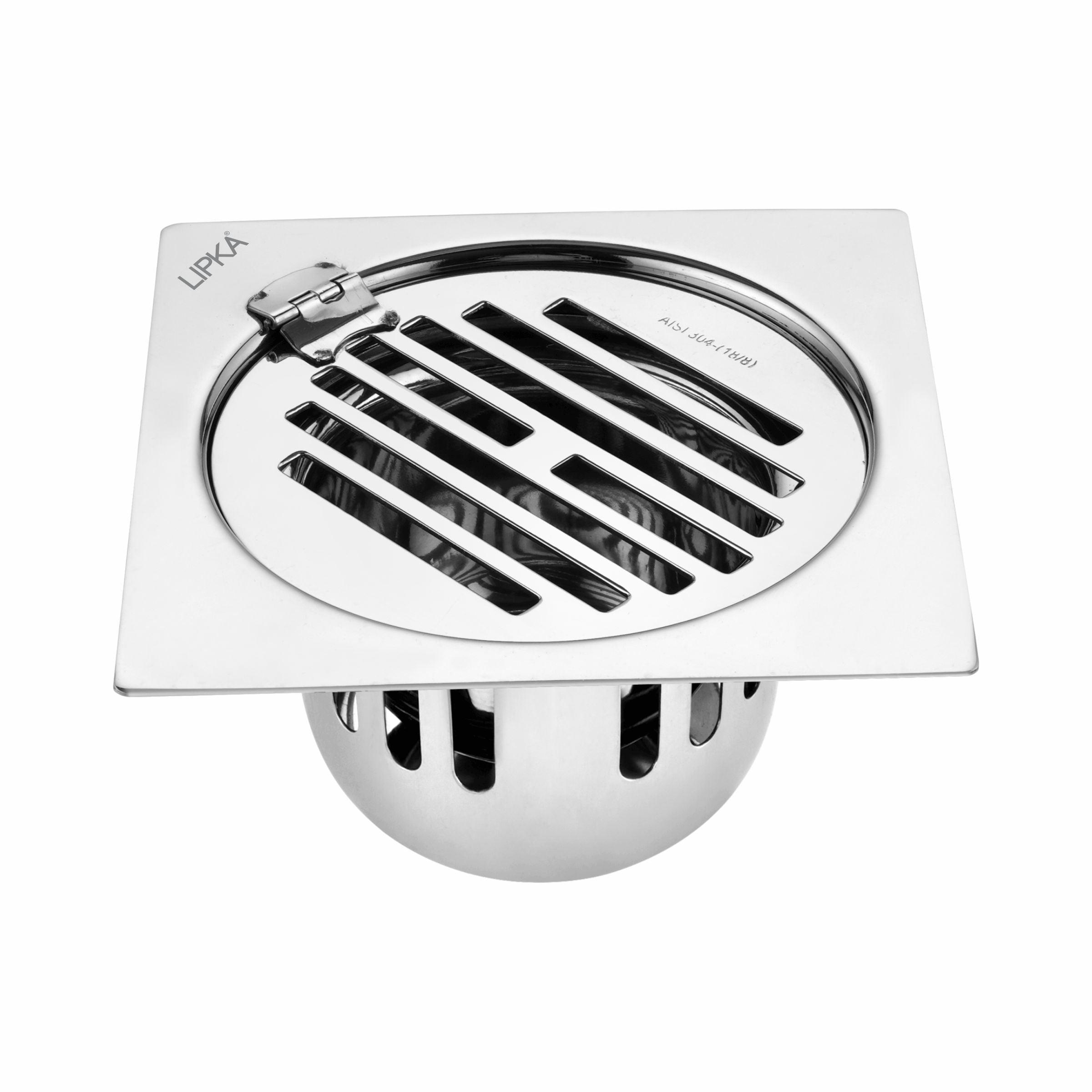 Golden Classic Jali Square Flat Cut Floor Drain (5 x 5 Inches) with Hinge and Cockroach Trap - LIPKA - Lipka Home
