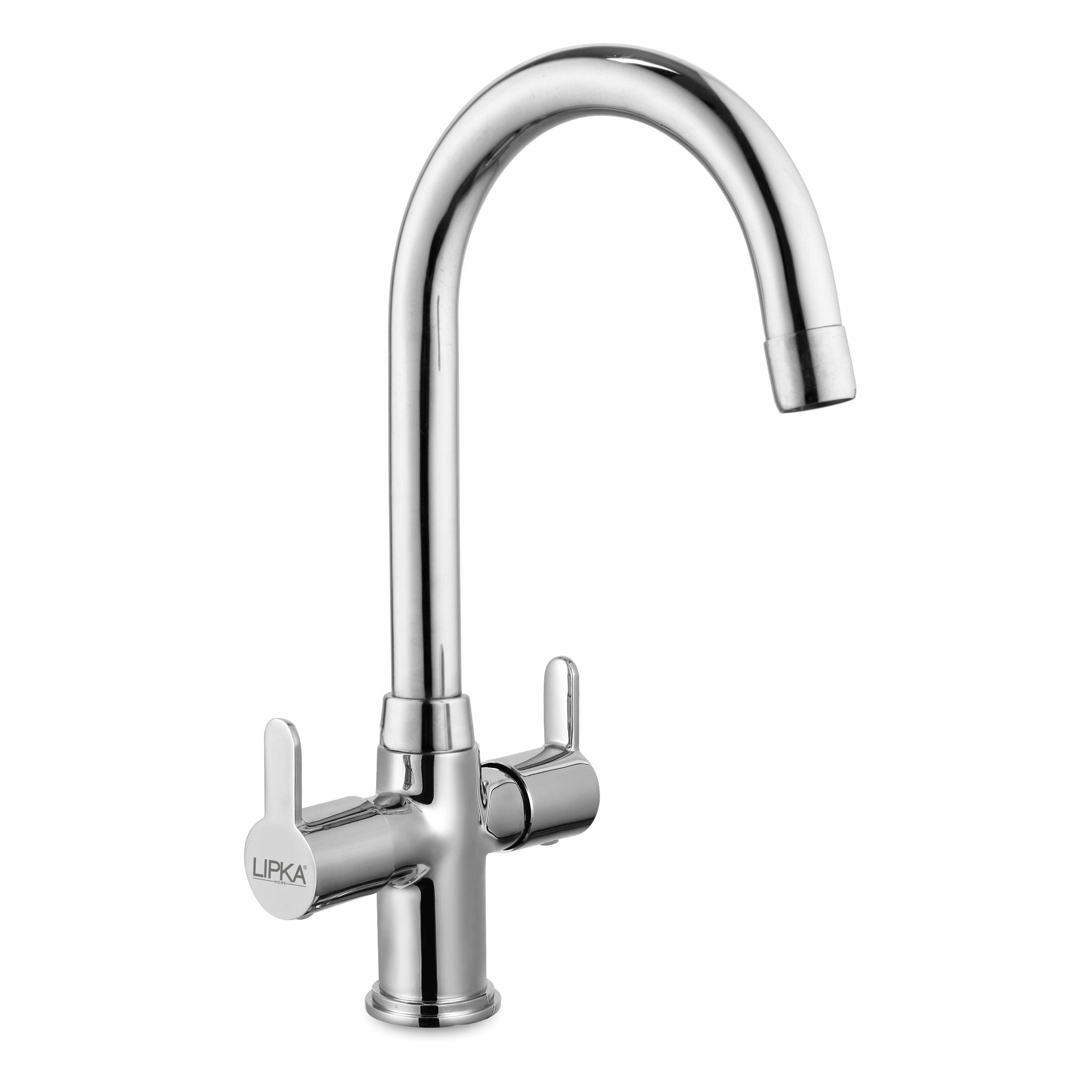 Fusion Centre Hole Basin Mixer Brass Faucet with Round Swivel Spout (15 Inches) - LIPKA - Lipka Home