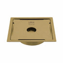 Yellow Exclusive Square Flat Cut Floor Drain in Yellow Gold PVD Coating (6 x 6 Inches) with Hole & Cockroach Trap - LIPKA - Lipka Home
