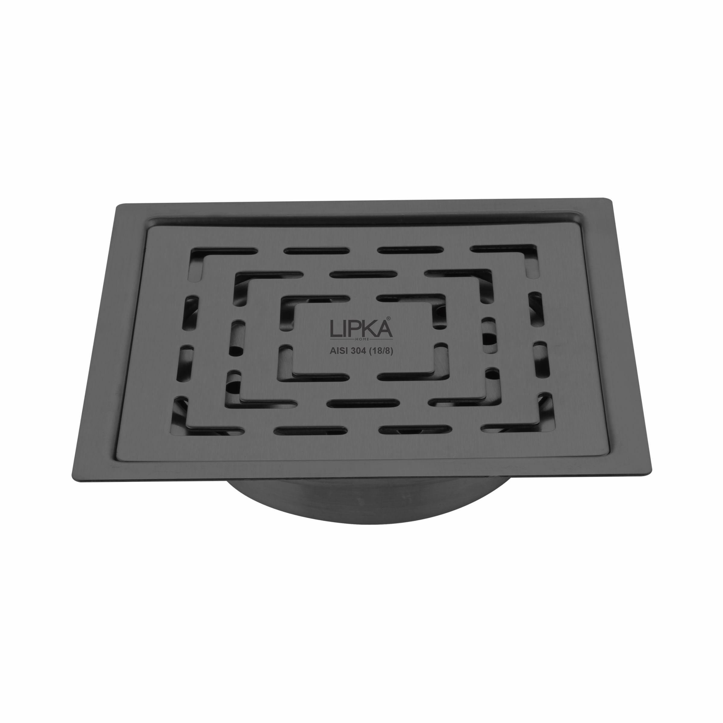 Orange Exclusive Square Flat Cut Floor Drain in Black PVD Coating (5 x 5 Inches) with Cockroach Trap