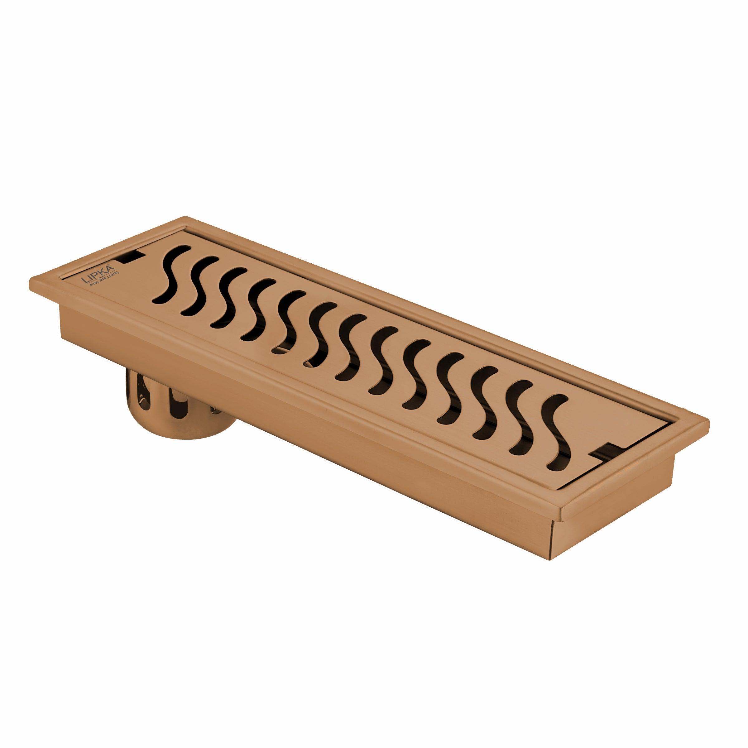 Wave Shower Drain Channel - Antique Copper (18 x 5 Inches) - LIPKA - Lipka Home