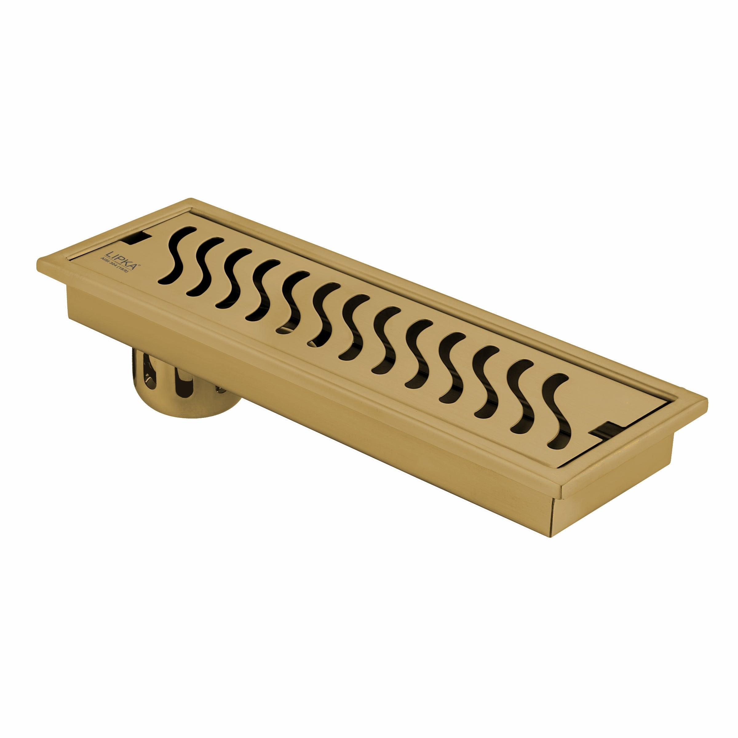 Wave Shower Drain Channel - Yellow Gold (24 x 4 Inches) - LIPKA - Lipka Home