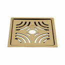 Purple Exclusive Square Flat Cut Floor Drain in Yellow Gold PVD Coating (6 x 6 Inches) with Hole - LIPKA - Lipka Home