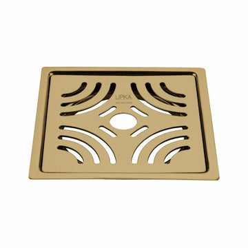 Purple Exclusive Square Flat Cut Floor Drain in Yellow Gold PVD Coating (6 x 6 Inches) with Hole - LIPKA - Lipka Home