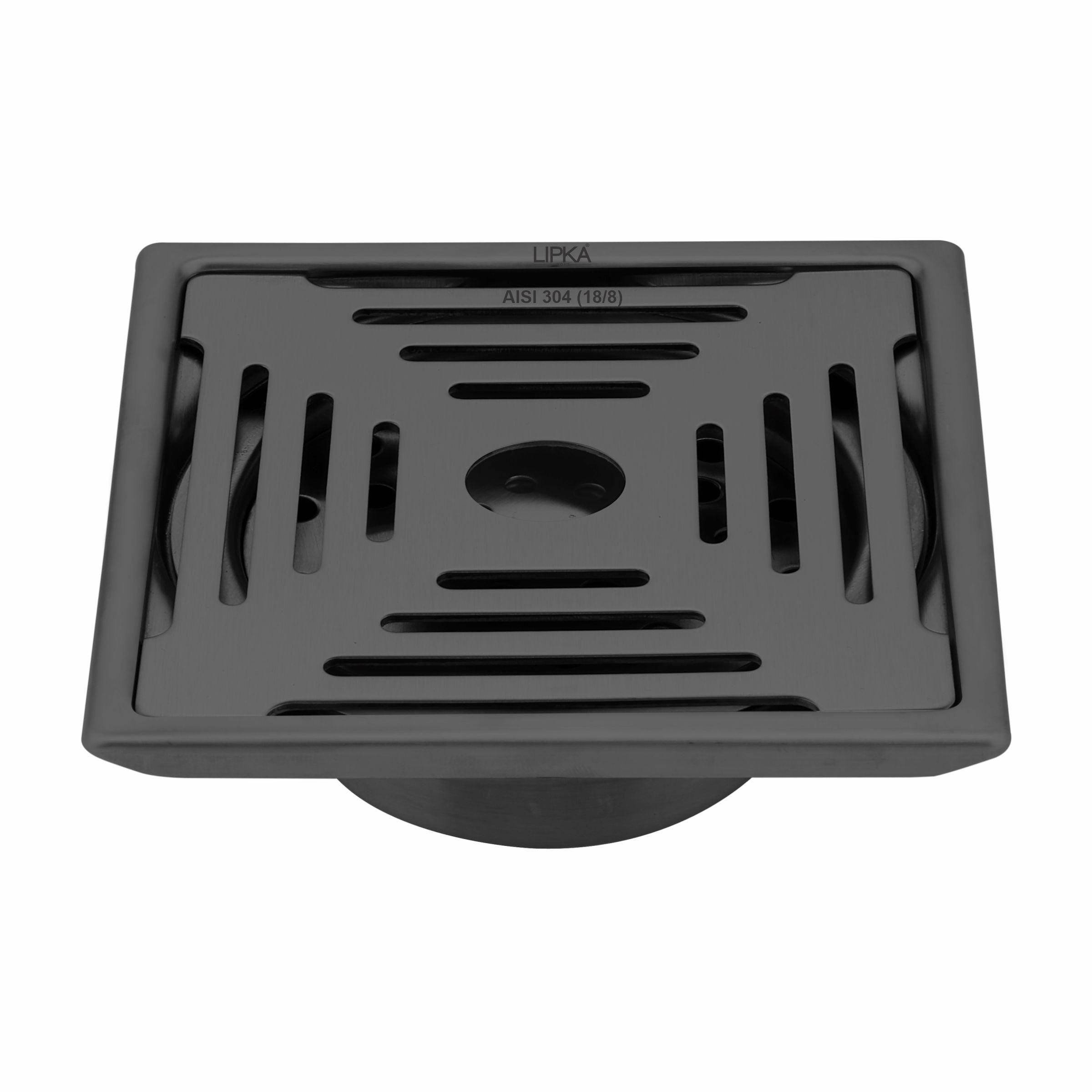 Green Exclusive Square Floor Drain in Black PVD Coating (6 x 6 Inches) with Hole & Cockroach Trap - LIPKA - Lipka Home